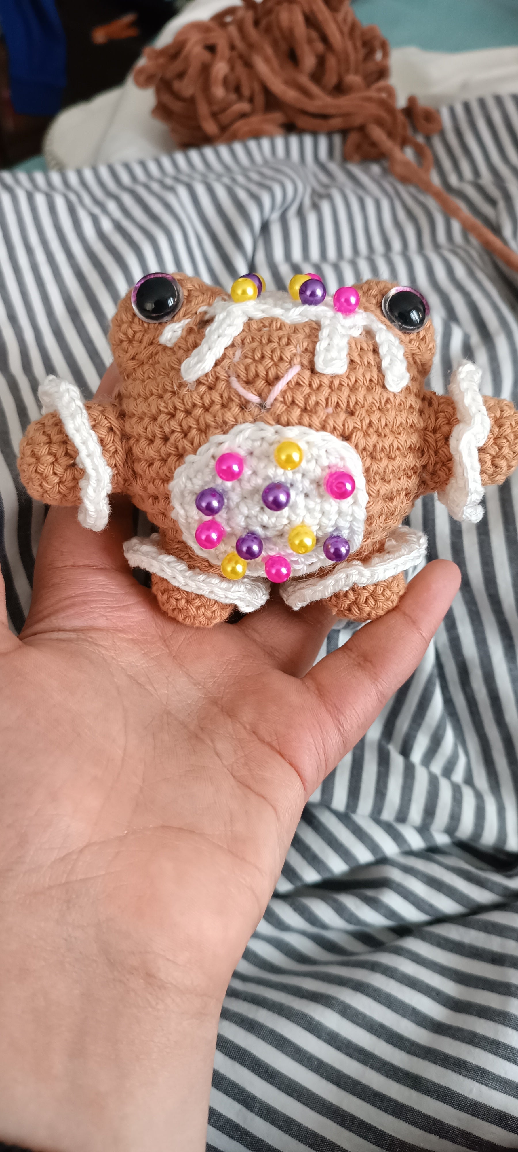 Grenouille pain d'épice petite en peluche crochet coton