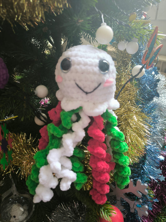 Méduse de Noël en crochet - Peluche festive fait main